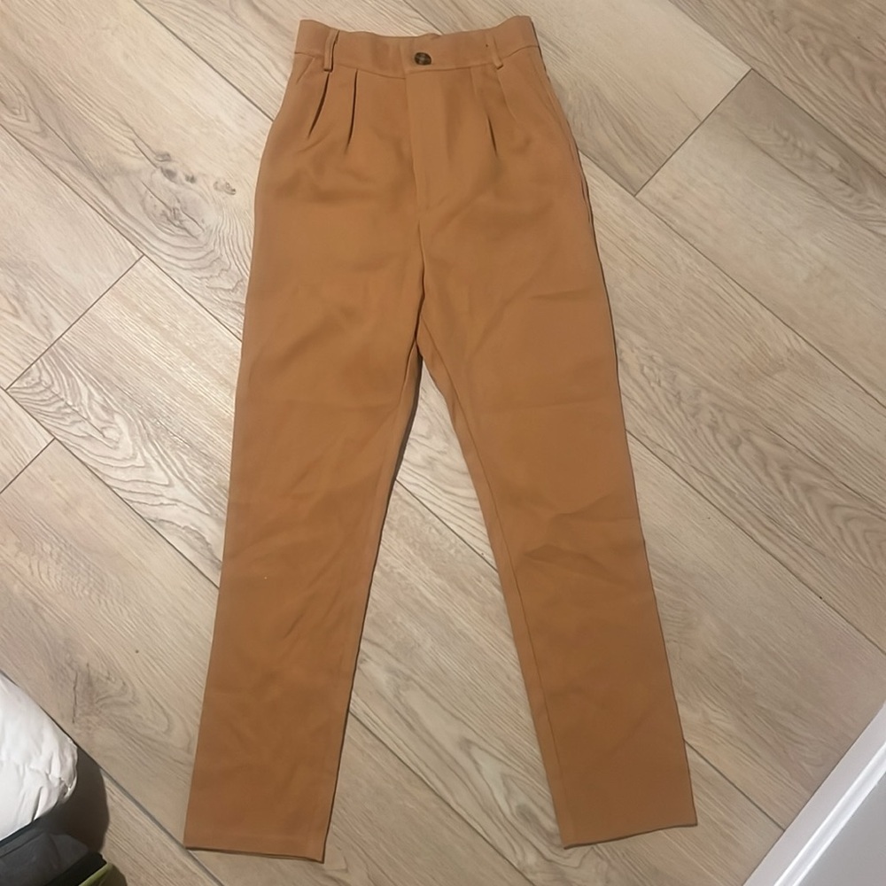 In The Style 2-Piece Suit Blazer & High Waist Pants Camel Color Size 6 XS - Picture 6 of 14